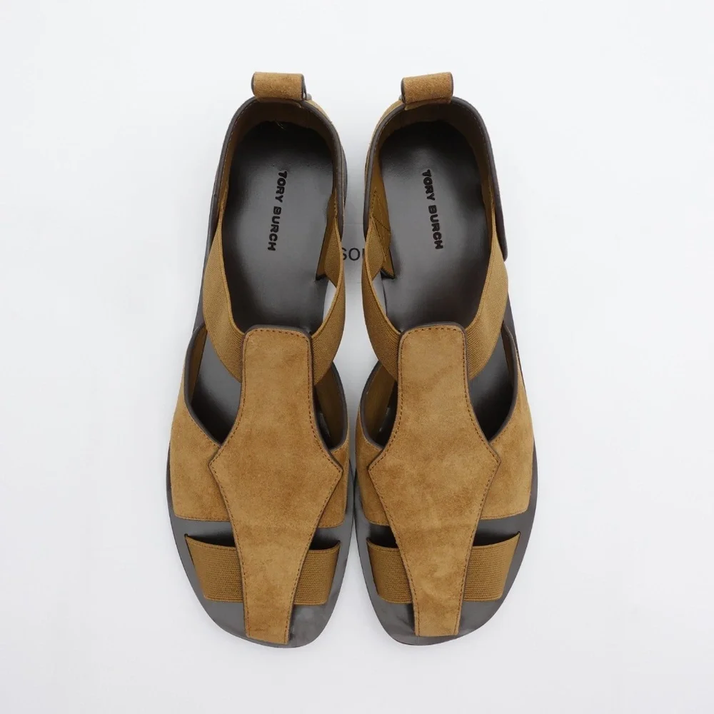 NEW Tory Burch Fisherman Suede Sandals Women's 166800-200 Deep Umber - Picture 3 of 16